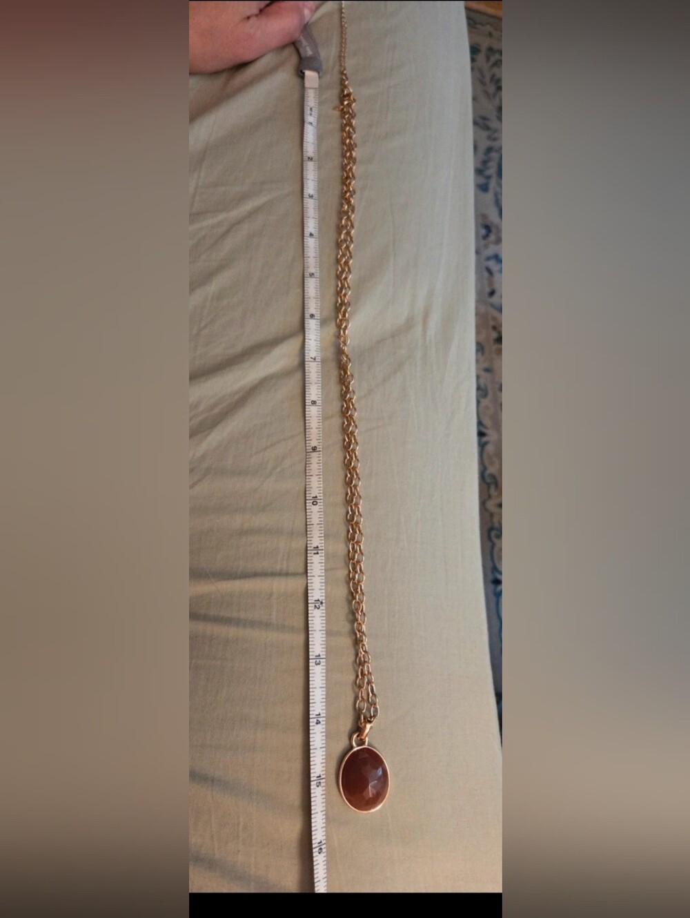 Vintage SMB Gold Tone Chain Necklace with Brown Faceted Pendant - Picture 2 of 3
